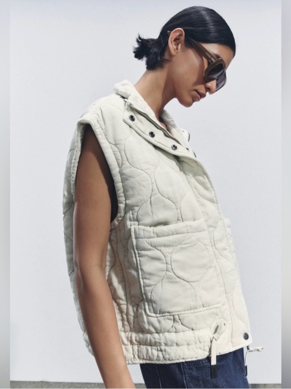 Zara QUILTED VEST ZW COLLECTION XS